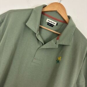 Tom Beckbe Polo Shirt Sage Green Logo Stretch Short Sleeve Pique Mens XL